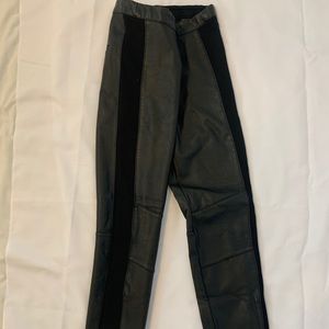 Two tone Black Leather Pants